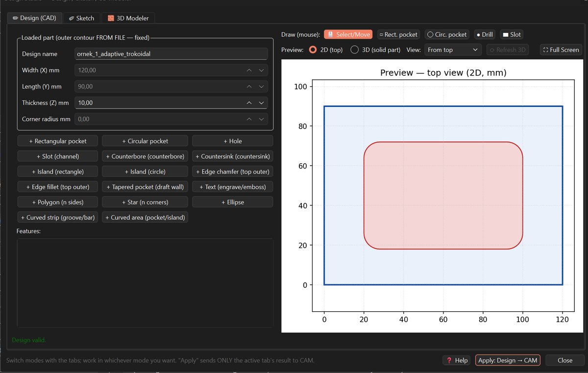CAMEKOS'ta parametrik CAD tasarımı